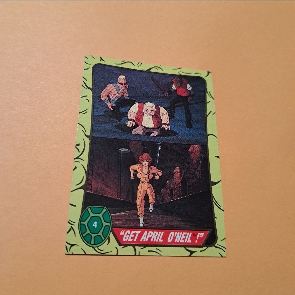 1989 Topps TMNT Get April O'Neil Trading Card 4 Teenage Mutant Ninja Turtles